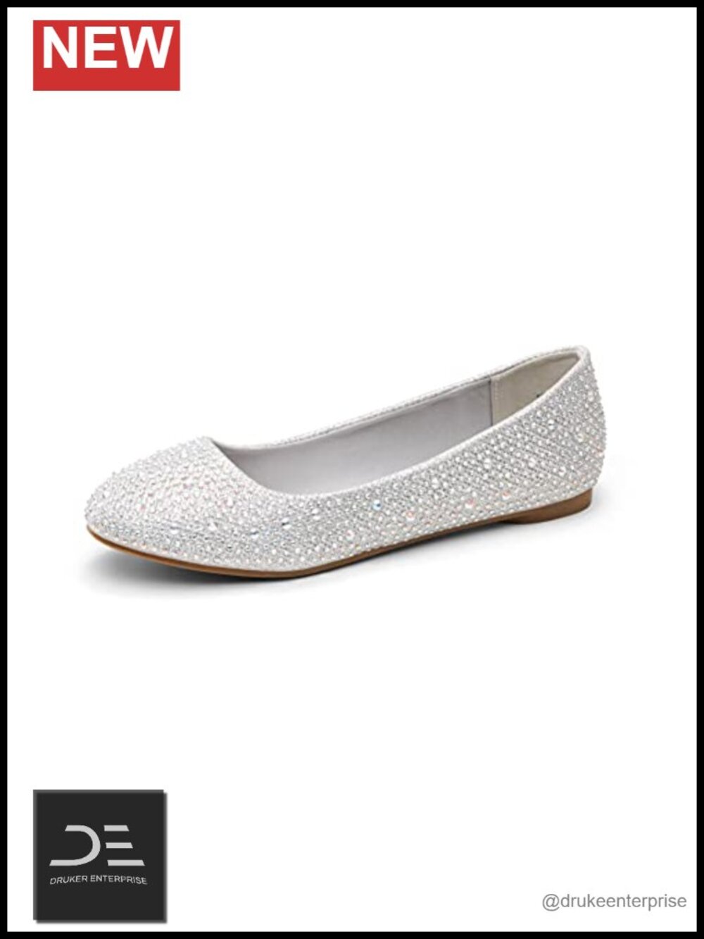 Rhinestone Ballet Flats Women Slip-On Dressy Comfortable Shoes for Wedding Prom